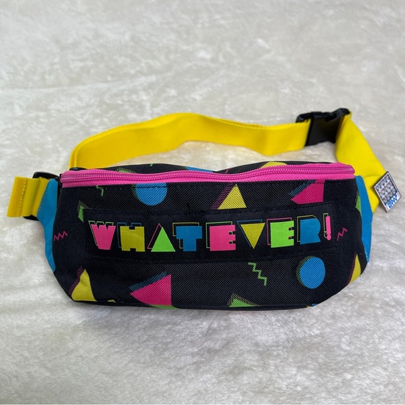 Funko Handbags - Funko Vintage 90s Style "Whatever" Fanny Pack /Travel Bag Black Yellow Pink Blue